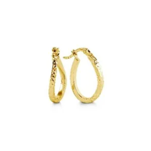 Mini Diamond Cut Wave Hoop Earring