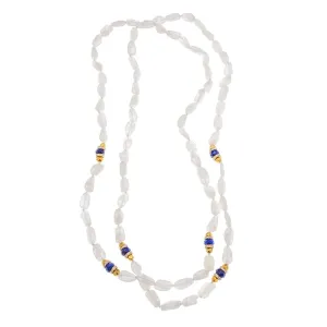 Moonstone, Lapis, 18K Beaded, & Diamond Necklace