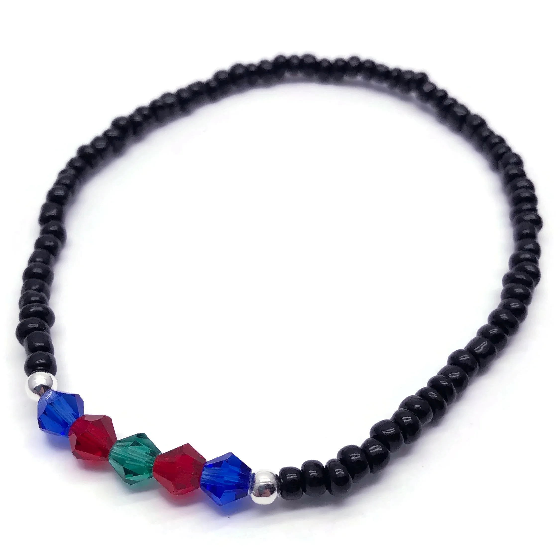 Multi-Colour Black Bicone Seed Bead Anklet