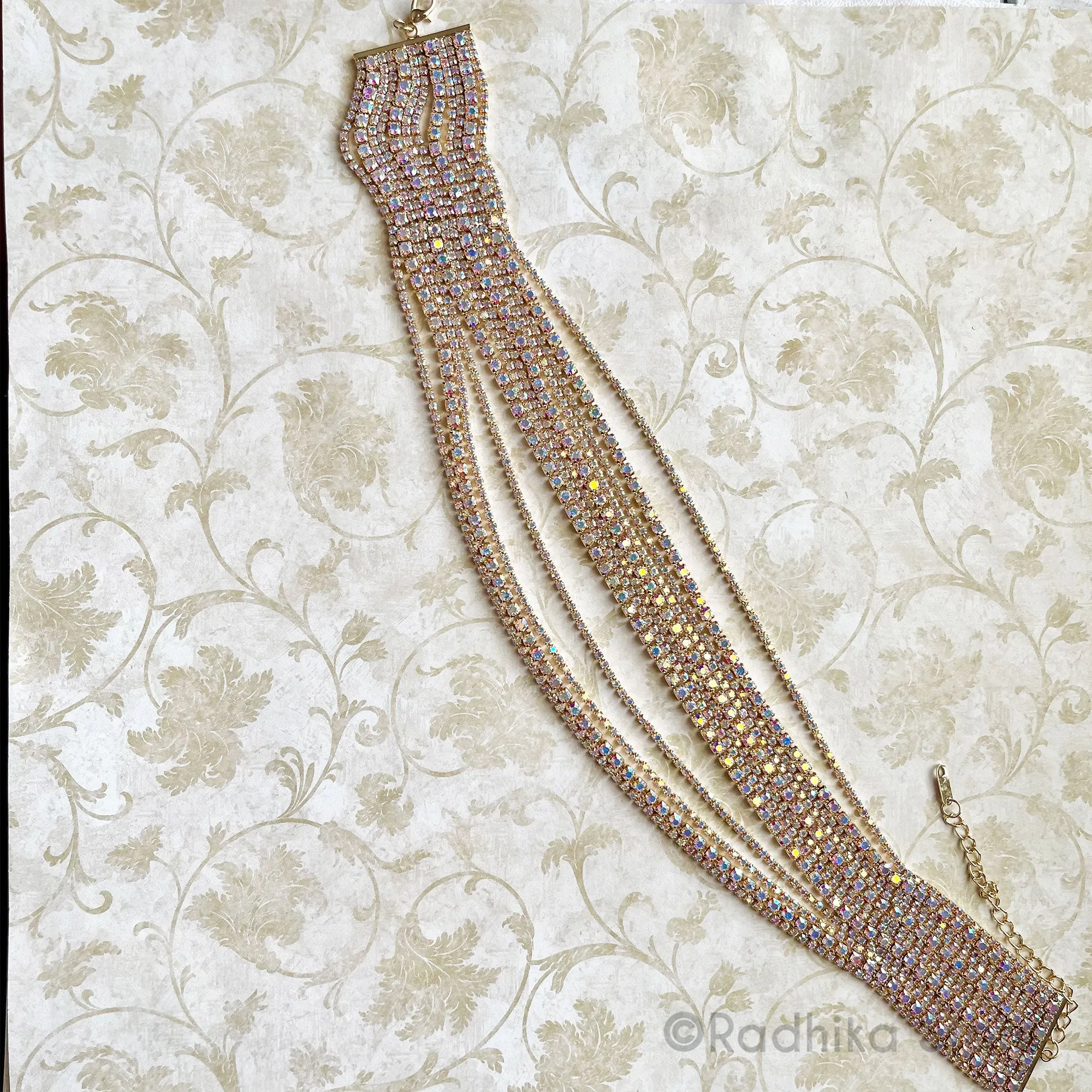 Multi Strand Opalescent Golden Necklace