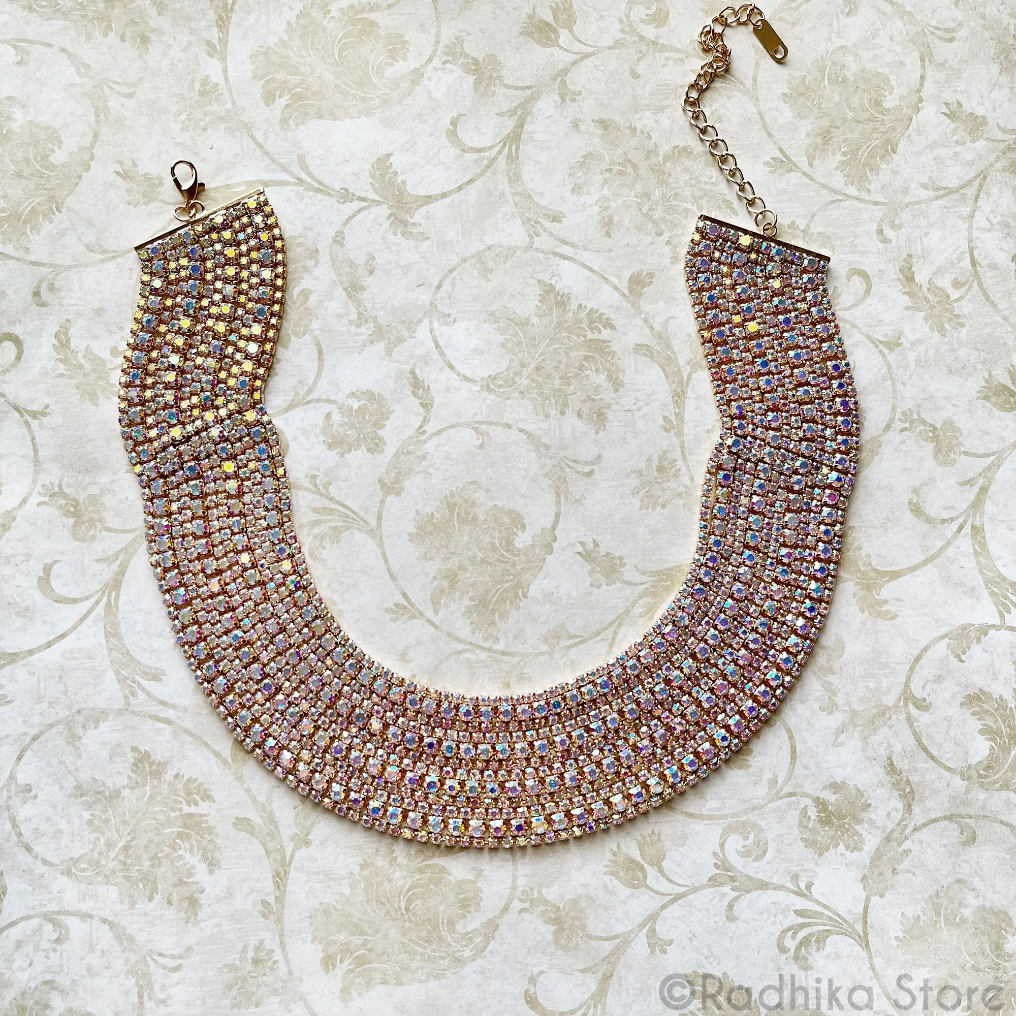 Multi Strand Opalescent Golden Necklace