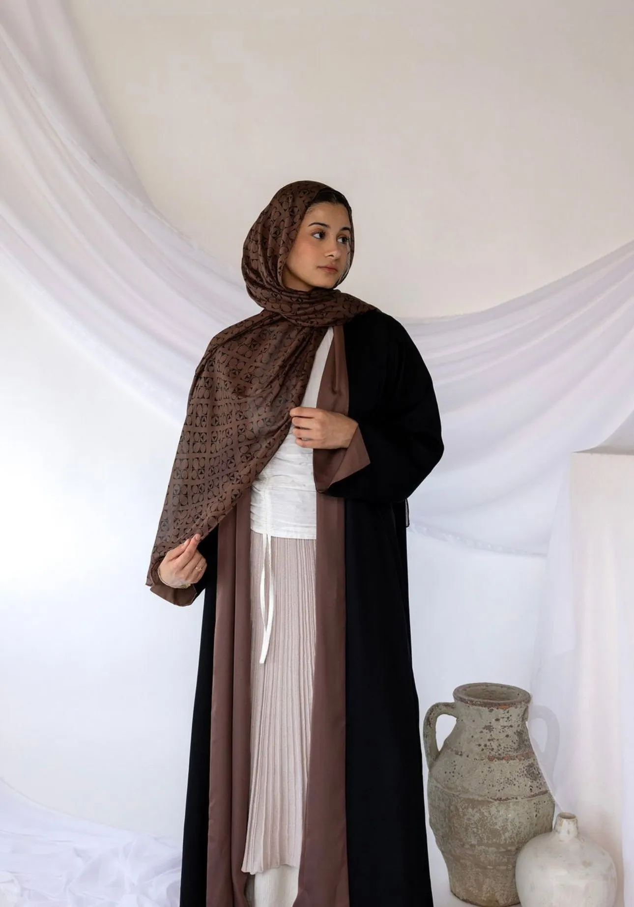 mybd04-6  Modal Hijab -Premium Brown  hijab  hijab/tudung  printed hijab  printed scarf