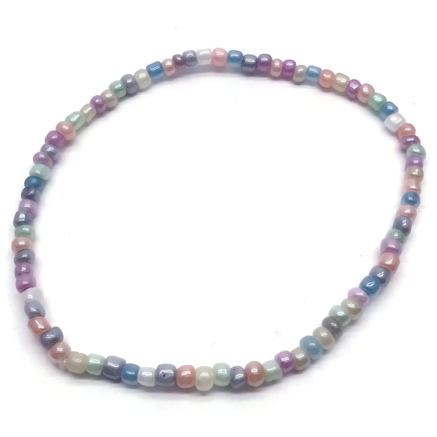 Pale Pastel Mix Seed Bead Anklet