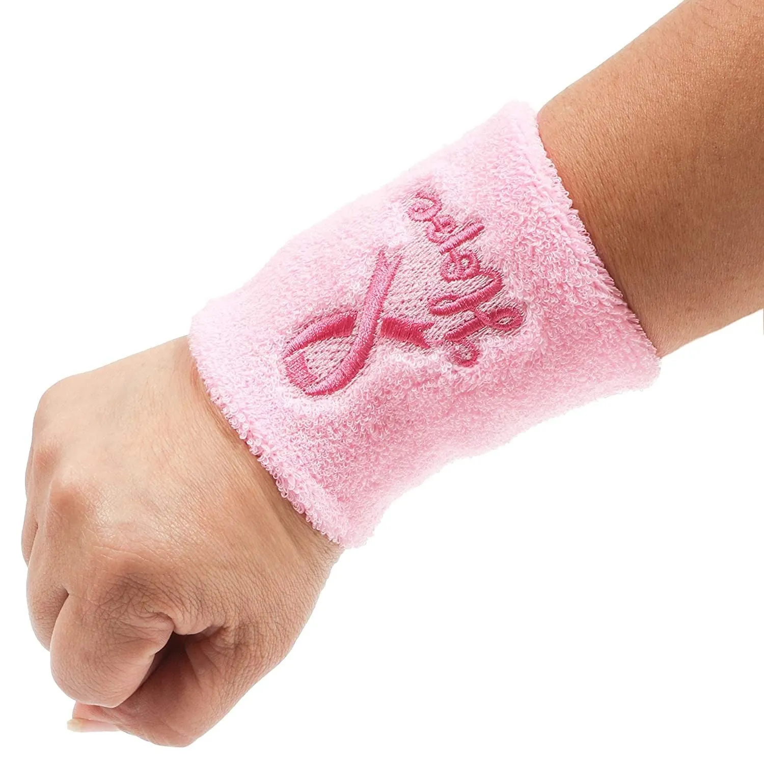 Pink Breast Cancer Awareness Sweat Bands and Headband Set (3 Pieces)