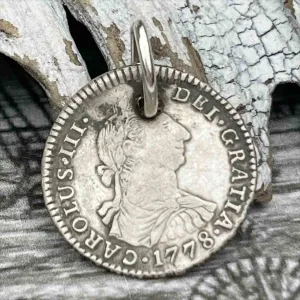 Pirate Chic Silver 1 Reale Spanish Portrait Dollar Dated 1778 - the Legendary "Piece of Eight" Pendant | Artifact #8842