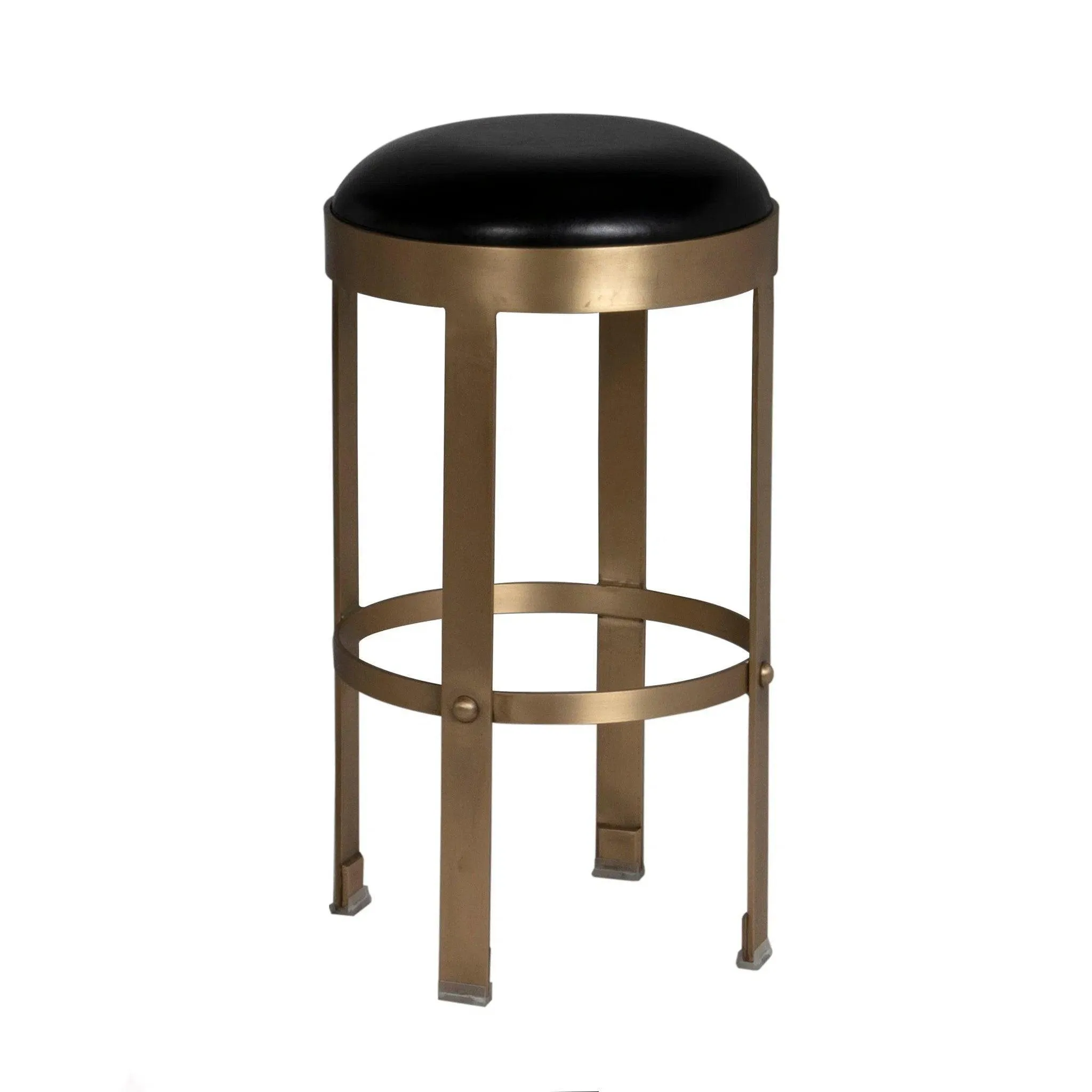 Prince Steel and Leather Counter Stool With Brass Finish