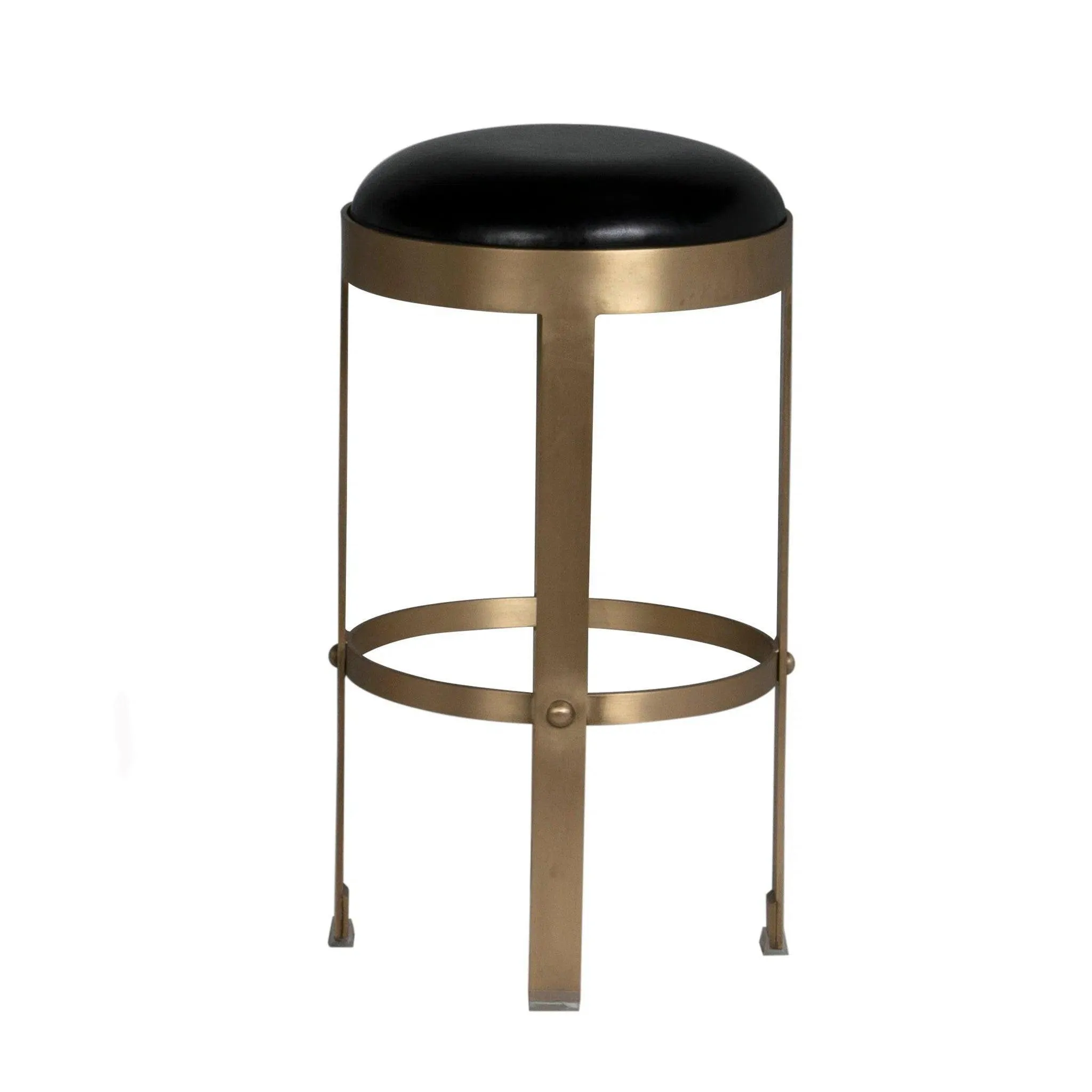 Prince Steel and Leather Counter Stool With Brass Finish