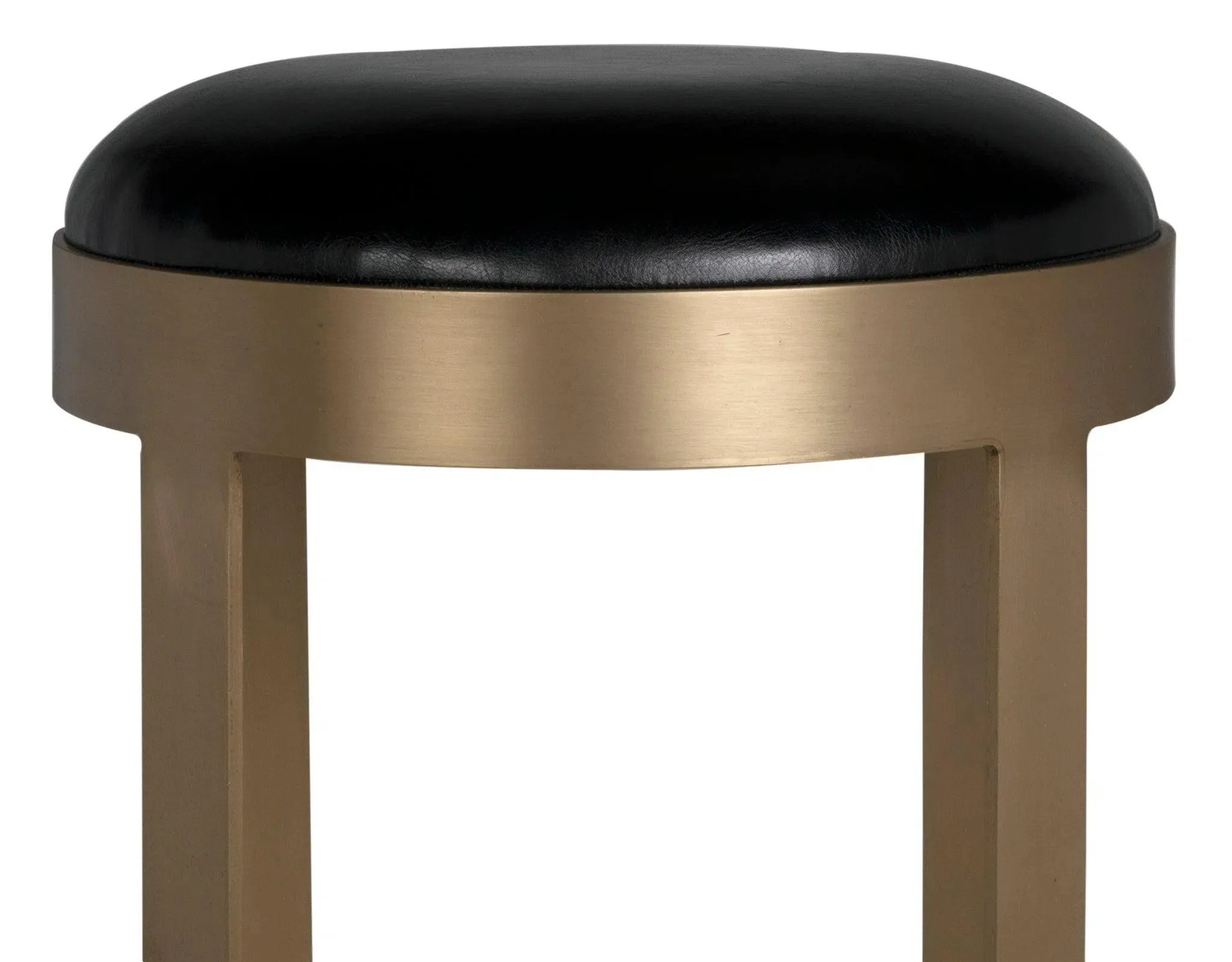 Prince Steel and Leather Counter Stool With Brass Finish