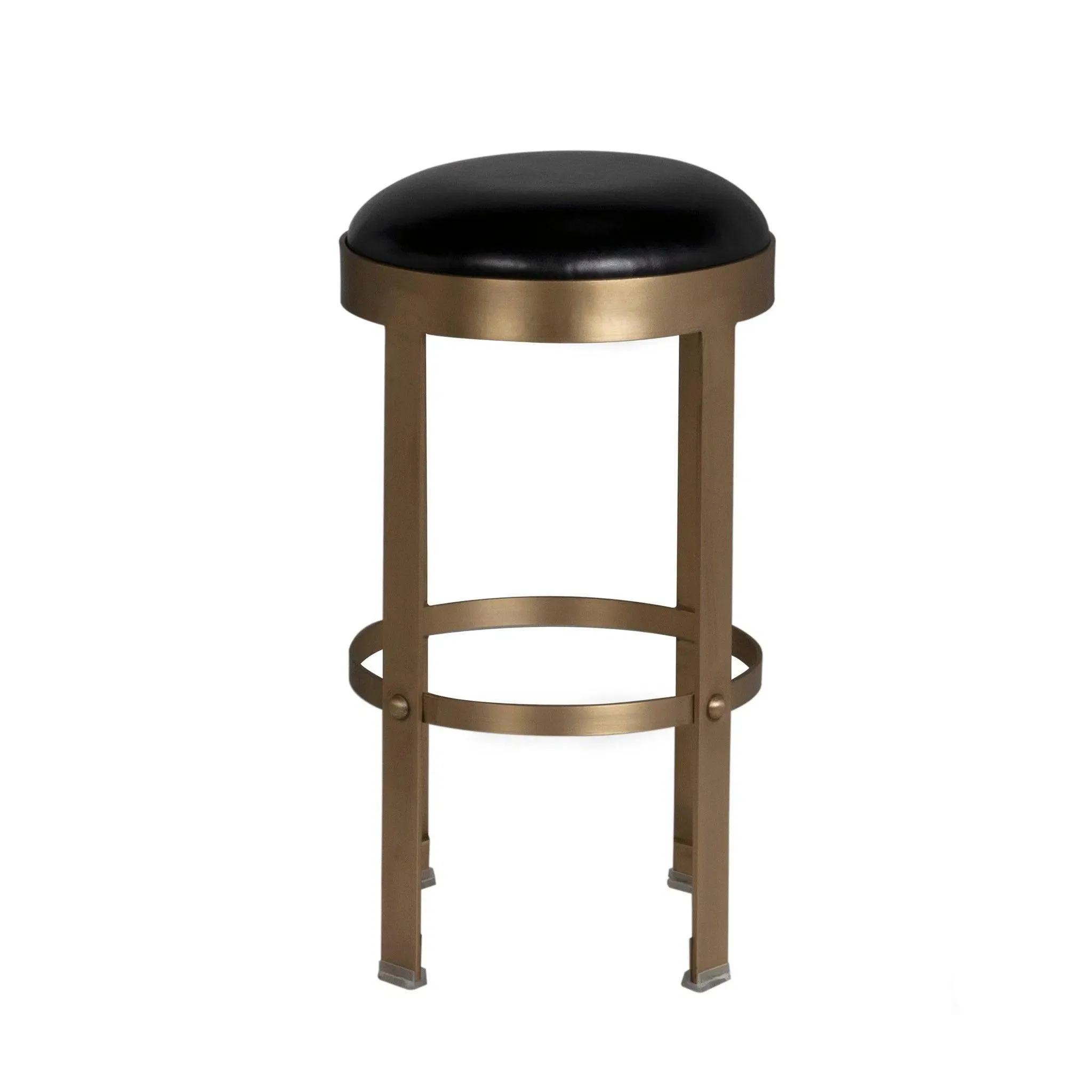 Prince Steel and Leather Counter Stool With Brass Finish