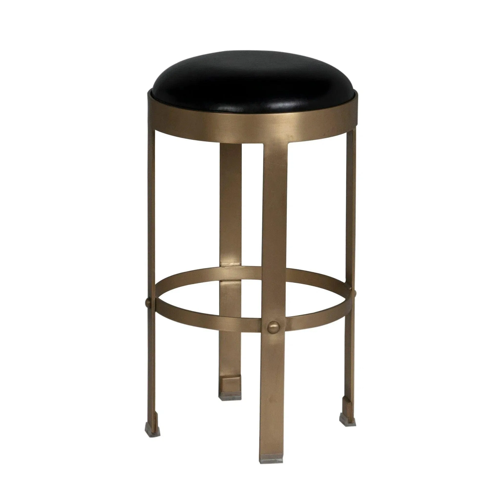 Prince Steel and Leather Counter Stool With Brass Finish