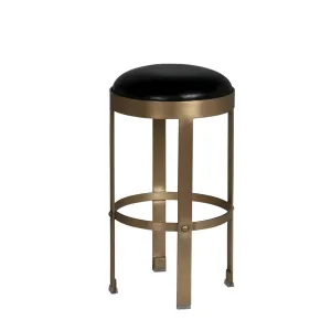 Prince Steel and Leather Counter Stool With Brass Finish