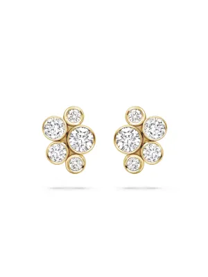 Raindance Classic Cluster Yellow Gold Stud Earrings