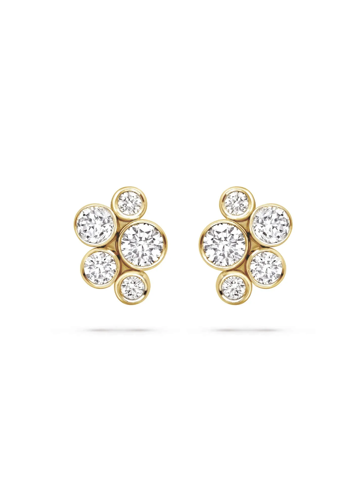 Raindance Classic Cluster Yellow Gold Stud Earrings