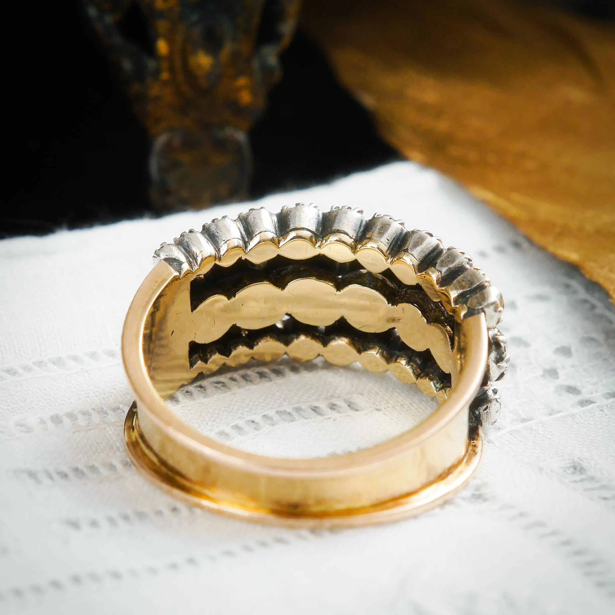 Rare Find! Fantastic Georgian Diamond Triple Band Ring