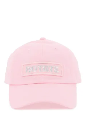 Rotate cotton baseball cap with rhinestone logo