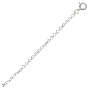 Silver 925 High Polished Round Rolo 030 Anklets 1.95mm