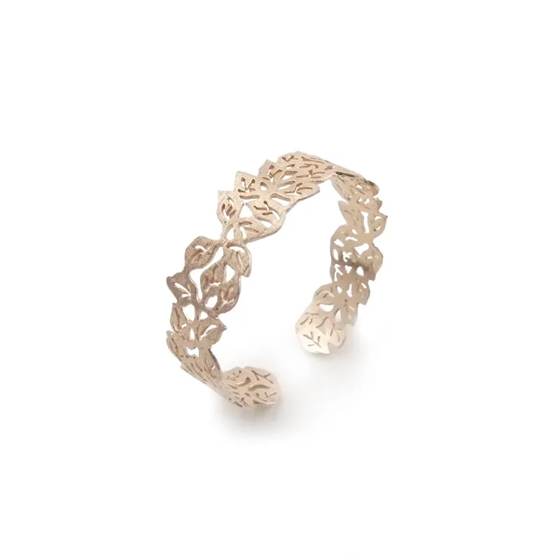 Small Leaf Pattern Rose Gold Sterling Sliver Bangle