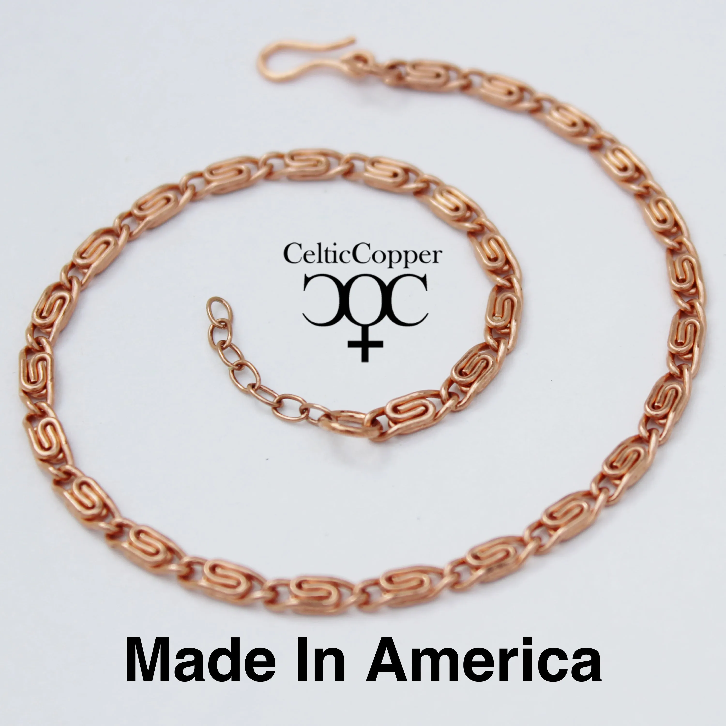 Solid Copper Anklet Set Celtic Scroll Chain Anklets AC61S Adjustable Matching Copper Ankle Chains