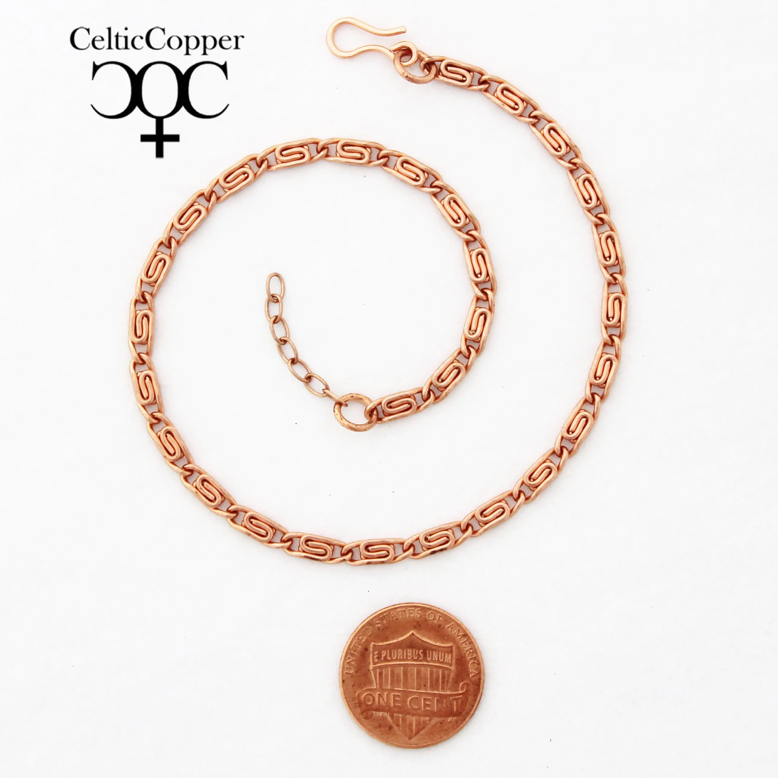 Solid Copper Anklet Set Celtic Scroll Chain Anklets AC61S Adjustable Matching Copper Ankle Chains