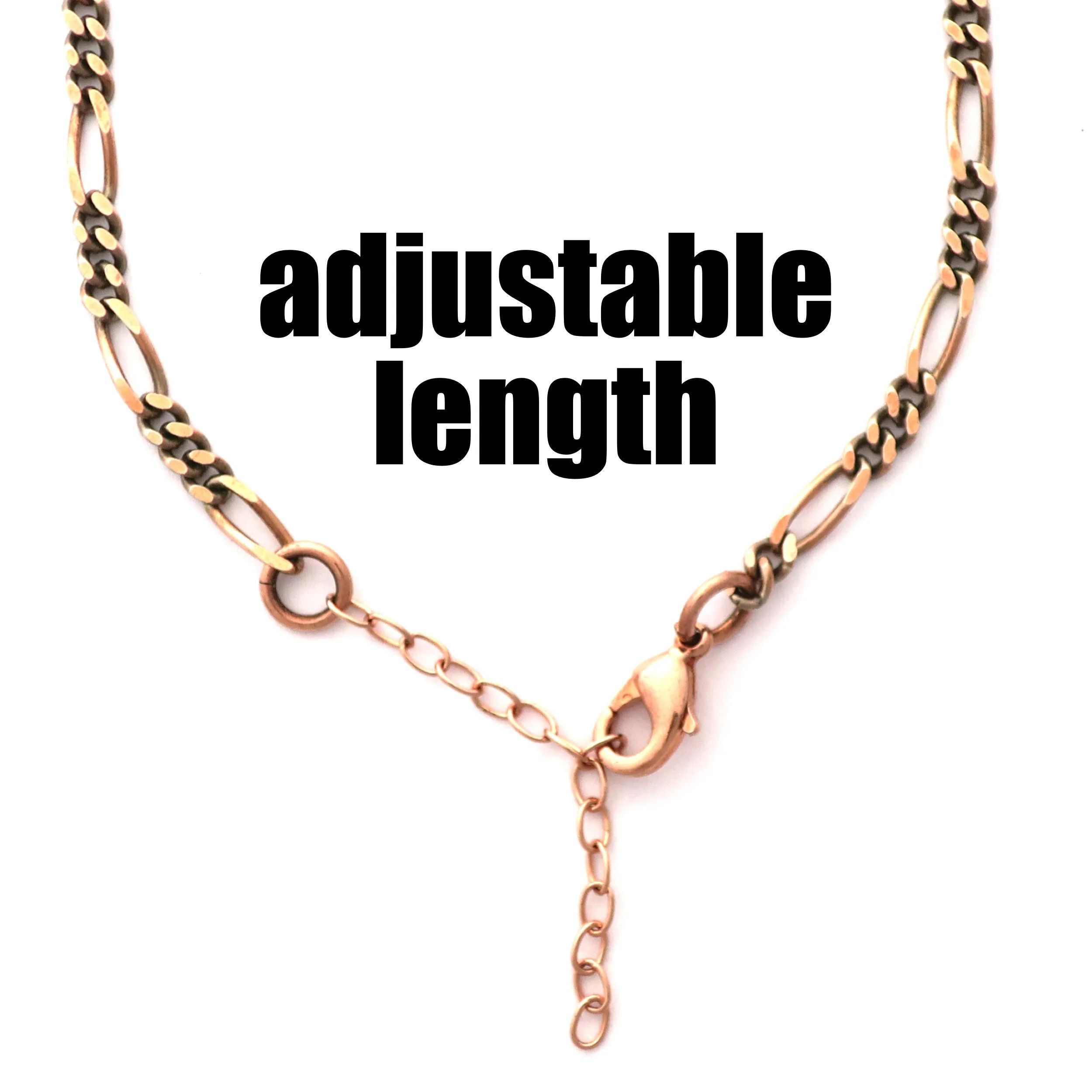 Solid Copper Anklet Set Fine Figaro Chain Anklet Bracelets AC41M Matching Set of 2 Solid Copper Anklet Chains