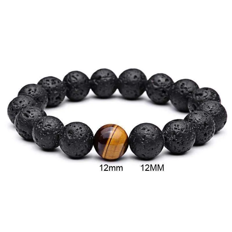 Tiger Eye Natural Lava Stone Beads Bracelets