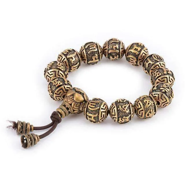 Traditional Tengyur Brass Prayer Beads Bracelets